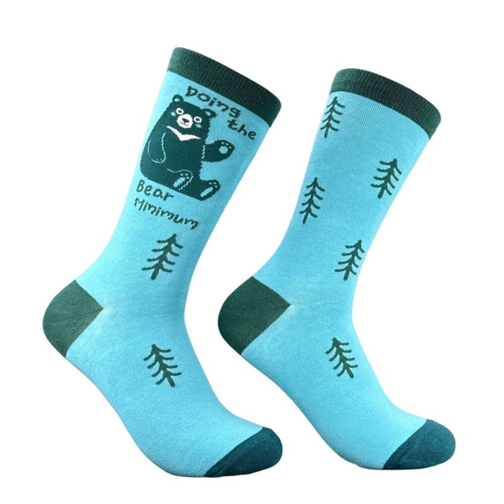 Doing The Bear Minimum Socks Funny Sarcastic Graphic Novelty Footwear For Men